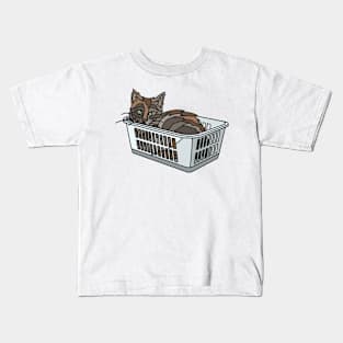 Black Cat in Basket Kids T-Shirt